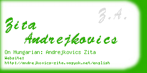 zita andrejkovics business card